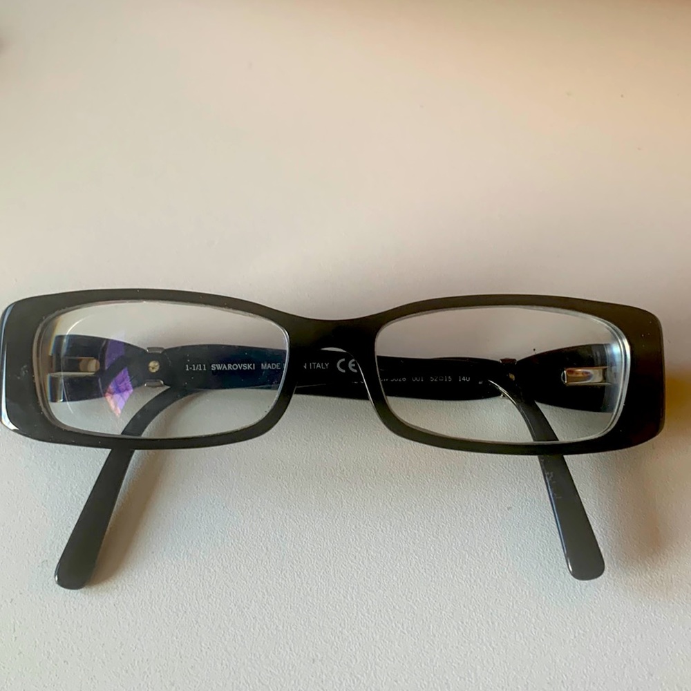 Swarovski Black Rectangular Optical Glasses with Crystal Detail - Model SW 5026.